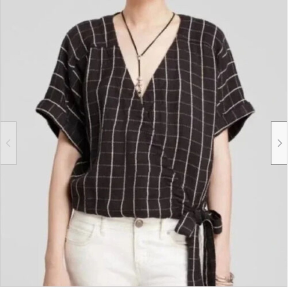 Free People Made in the Shade Linen Wrap Top Size M